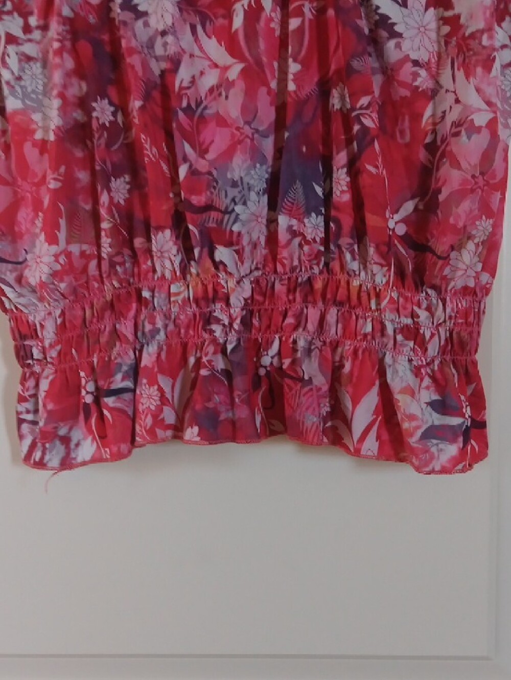 ONE WORLD Floral Tie-Front Blouse in Coral and Pink - Picture 4 of 6